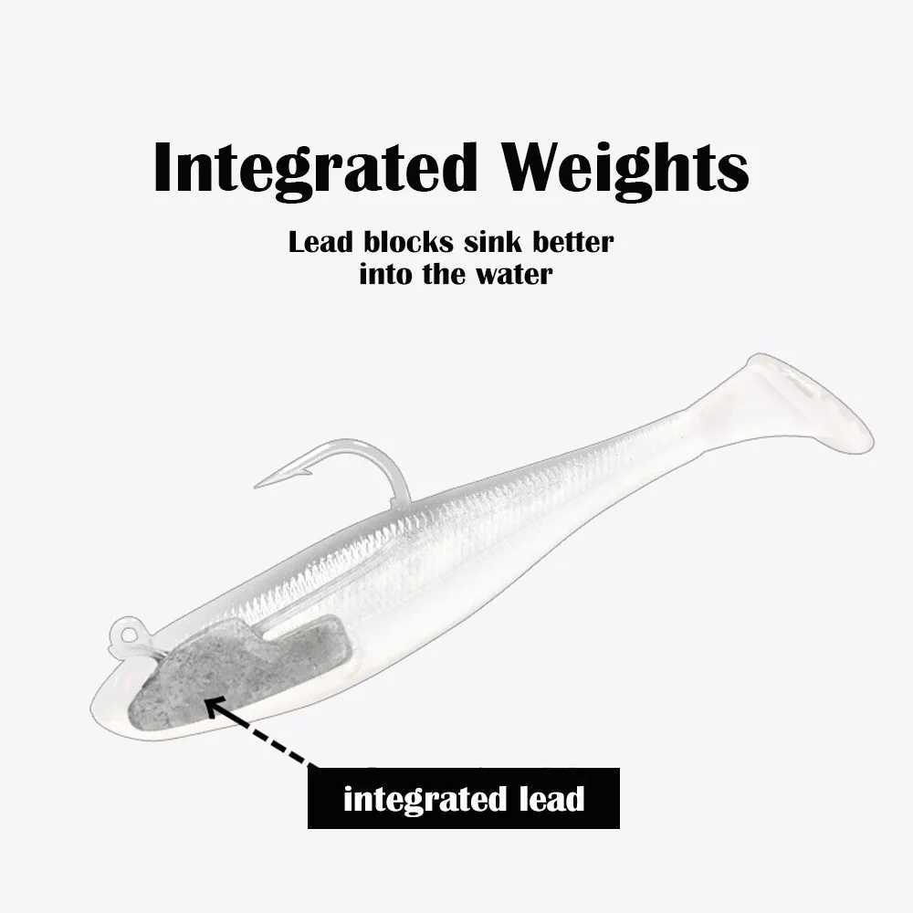 THORFORCE Soft T-Tail Fishing Lure Artificial Bait Wobbler Walleye Perch Bass Pike Paddle Tail Swimbait Z250411