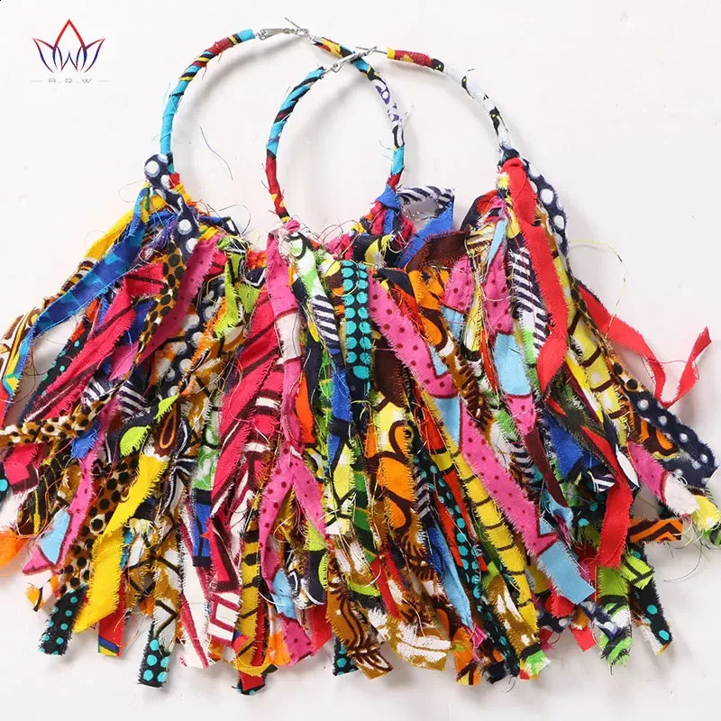 African Fabric Earrings Handmade Earrings With Tassels For Women African Print Ankara Big Oversized Earrings WYB1198 250411