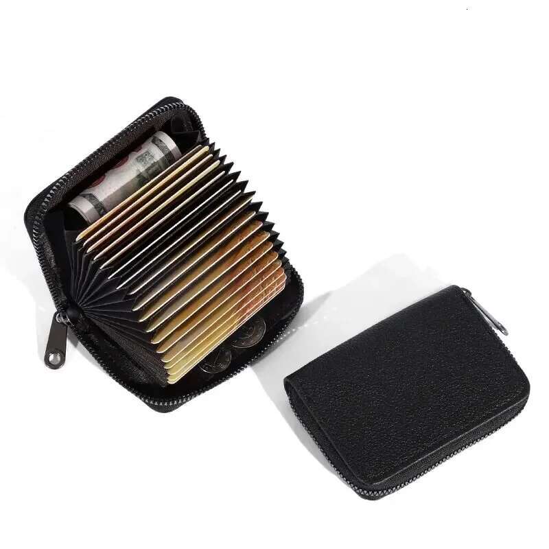 20 Detents Cards Holders PU Business Bank Credit Bus ID Card Holder Cover Coin Pouch Anti Demagnetization Wallets Bag Organizer ddmythur