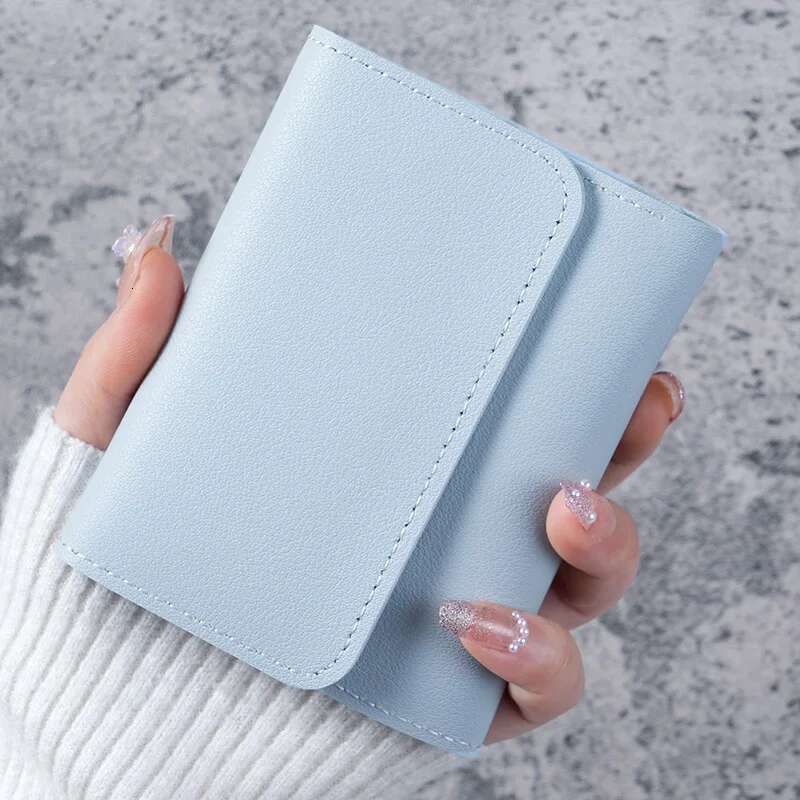 Women's Wallet Multifunctional Card Holder Short Slim Zipper Coin Purse Tri-Fold Design Smooth Surface Fashionable Mini Organize ddmythur