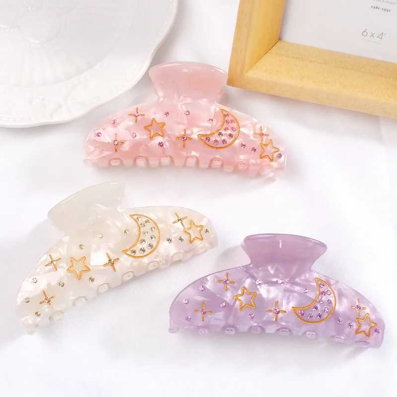 1 piece of dreamy pentagonal velvet with large diamond border hair clip with fine sparkling star acrylic bed clip womens jewelry clip Y2504012