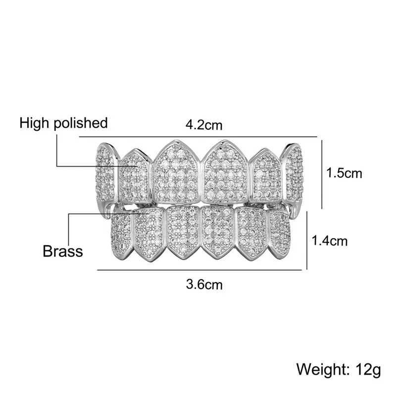 Hip Hop Iced Out Teen Grillz Caps cubic zirconia micro paving top and bottom charming grill set mens jewelry box packaging gift W250412
