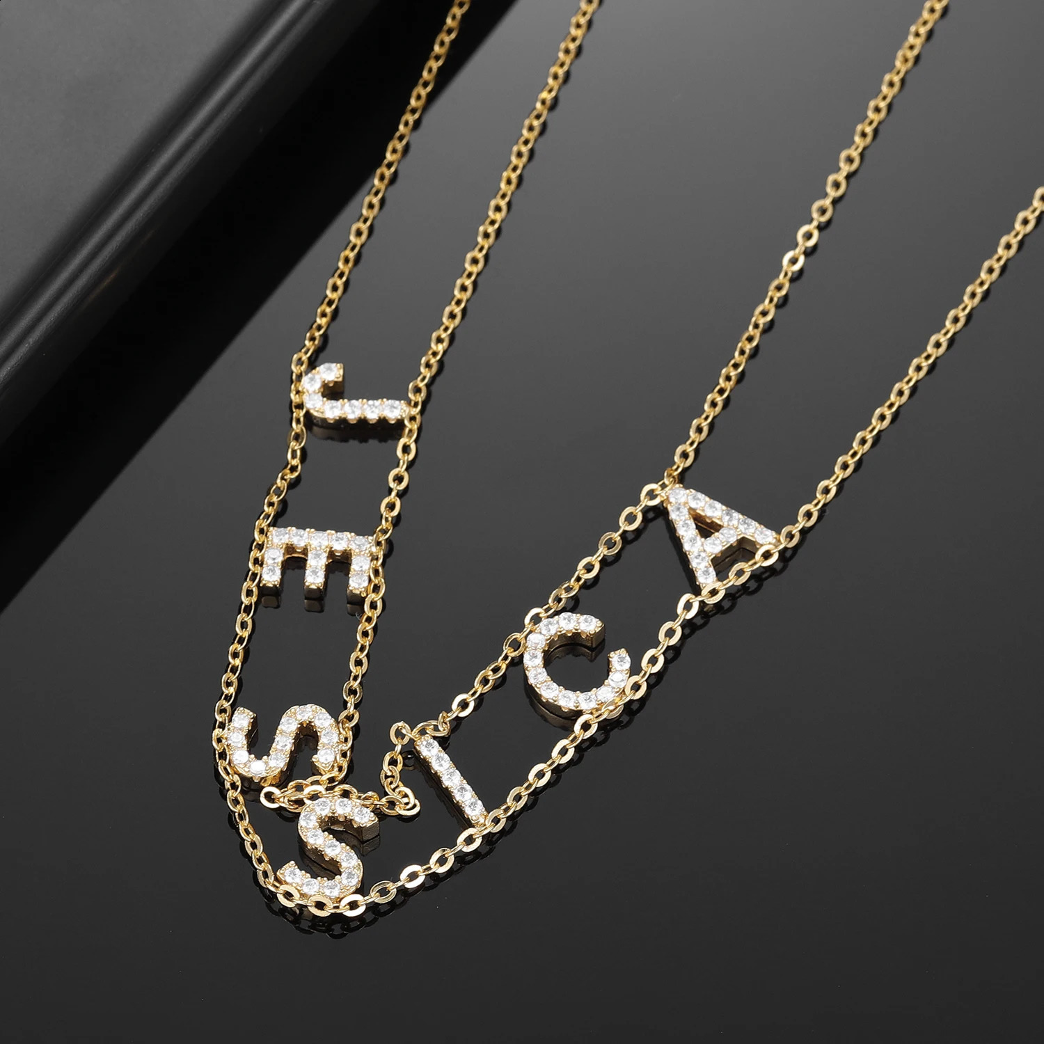 Customized Name Necklace Female Initial Name Necklace Personalized Two Letter Necklace Gothic Name Necklace Jewelry Gift 250409