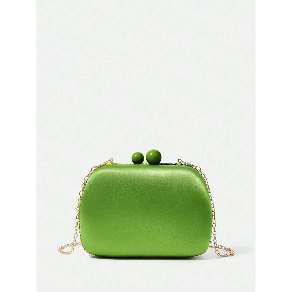 Women's embroidered pearl random pattern dinner detachable shoulder strap box bag, perfect choice for parties, dances