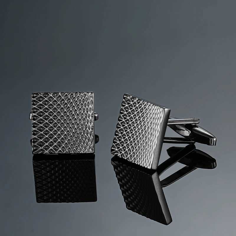 Mens French shirt cufflinks high-end sleeves nails classic square pattern cuff buttons business set accessories jewelryT250412