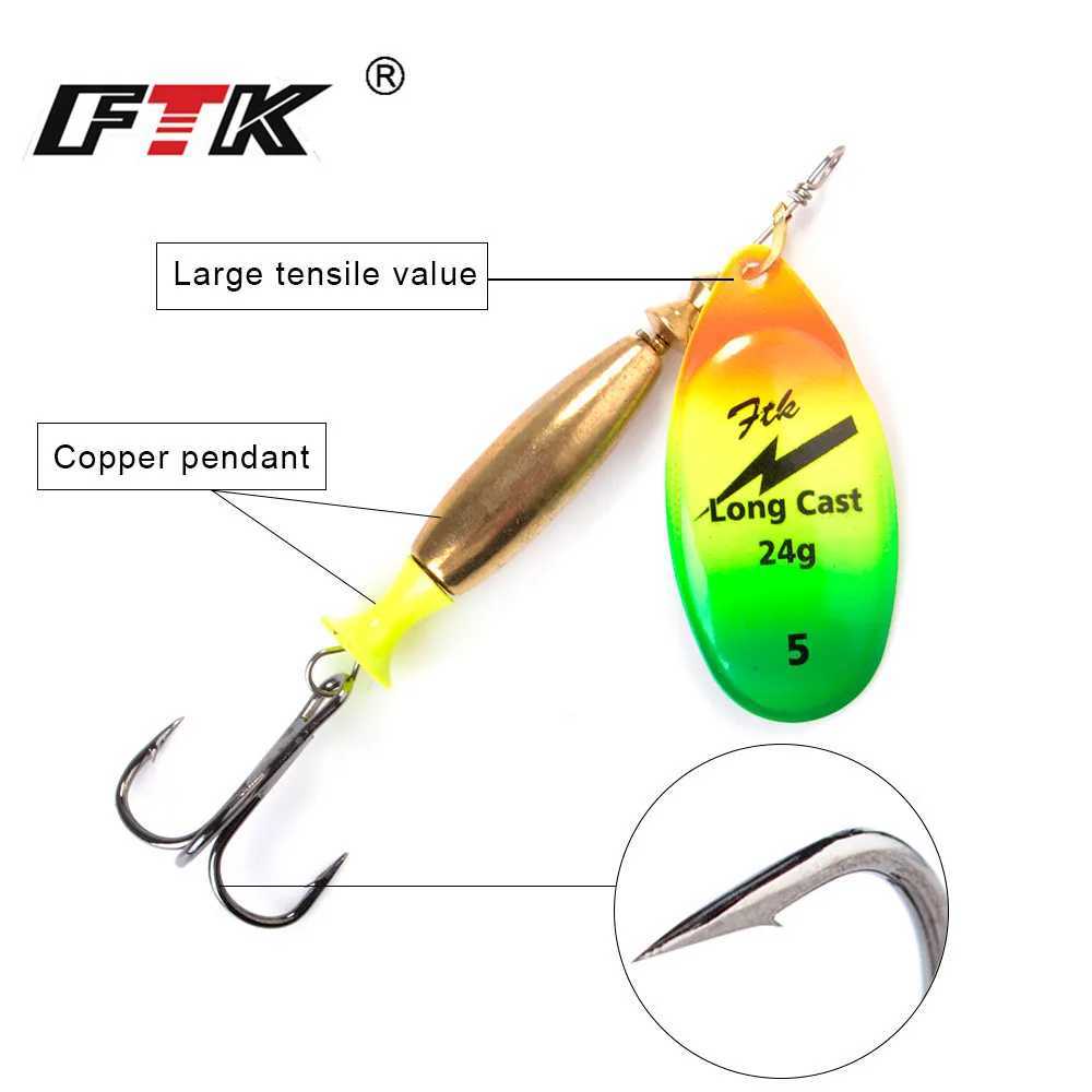 FTK 1Pcs 18g/24g Spinner Bait Hard Spoon Bass Lures Metal Fishing Lure With Feather Treble Hooks For Fishing Z250411