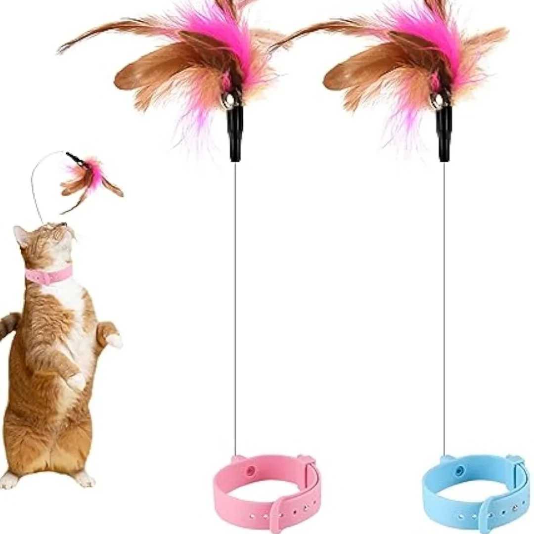 Cat collar toy with bell and interactive teasing toy for cats Y250412