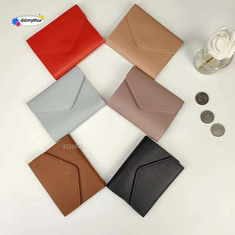New Cute Wallets Small Hasp Girl Credit Card Holder PU Leather Coin Purse Female Wallet Short Purses for Women ddmythur