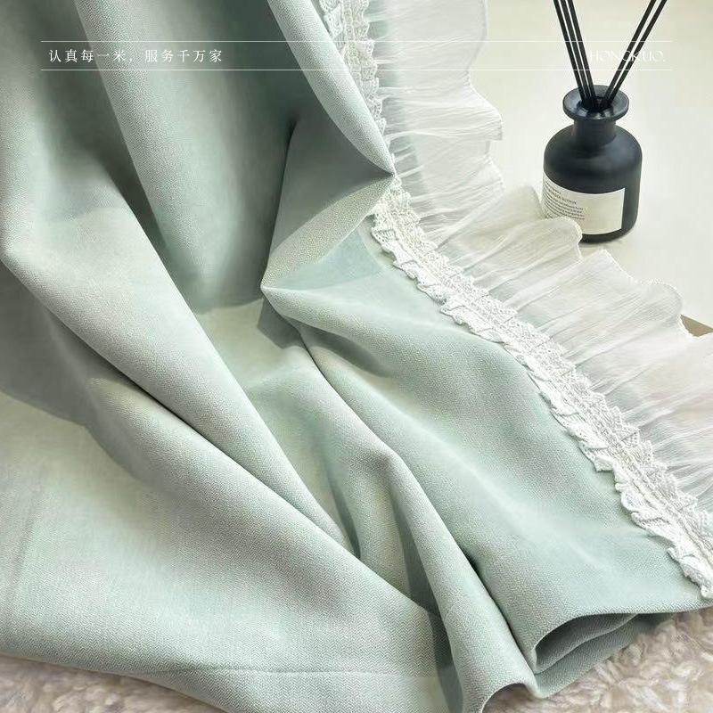 T0397 small fishbone blackout master jacquard dark pattern full blackout chenille curtain fresh color princess shape double door width
