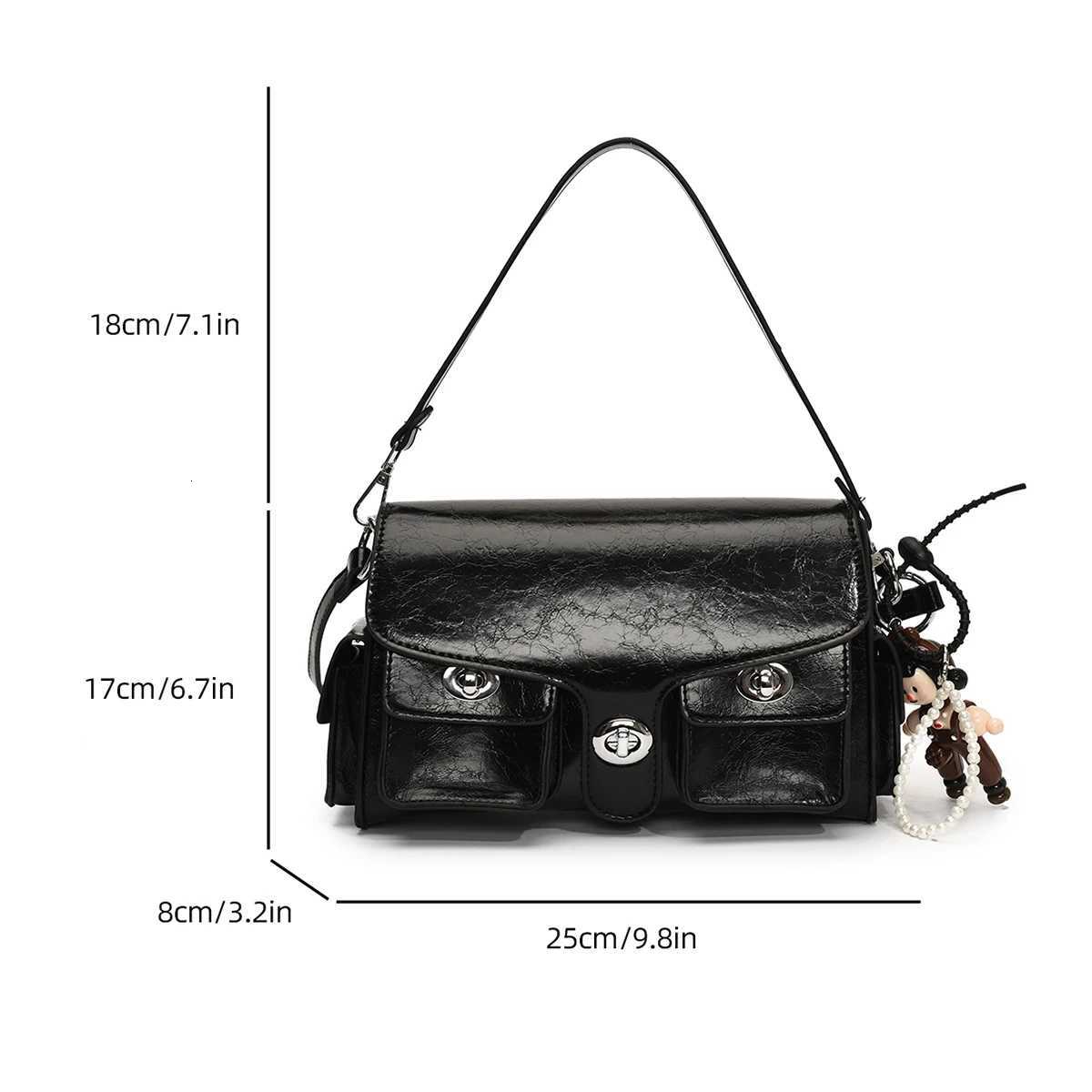 Womens Glossy Crossbody Bag Solid Color PU Metal Initial CharmCute Pendant Large Capacity Flap Snap Adjustable StrapW251111
