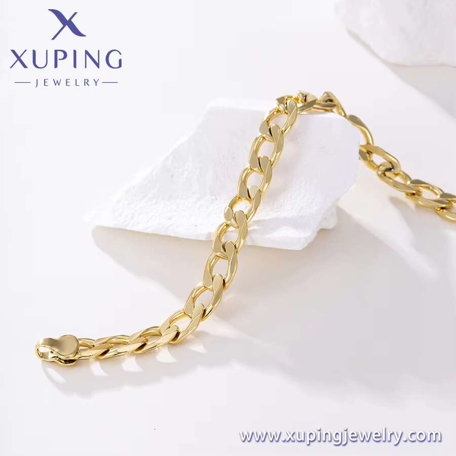 X000835292 Xu Ping 14k gold-plated Cuban chain necklace, multi width, long cutting, Figaro chain, women's and men's clothing