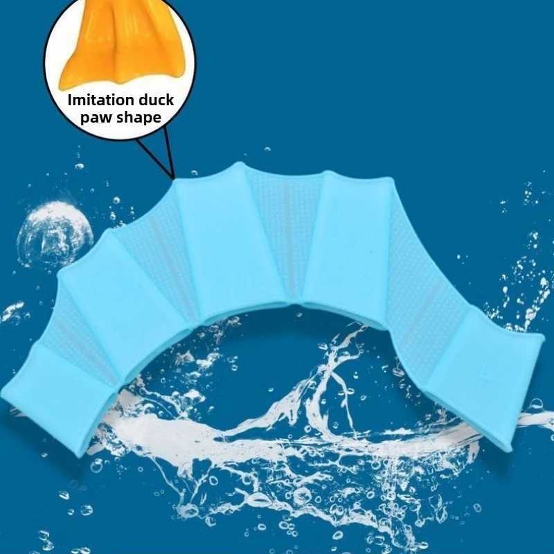 Swimming Finger Flip Swimming Pool Sports Professional Training Finger Hand Mesh Gloves Mens Childrens Paddle EquipmentY250412