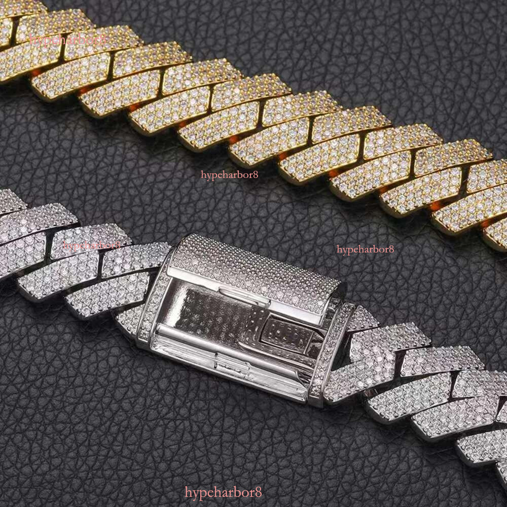 Fashion Jewelry Designer Cuban Chain, Pure Sier Tin 3 Rows Mosonite Necklace Men's Gift Gothic Iced Pendant with Dia Tester