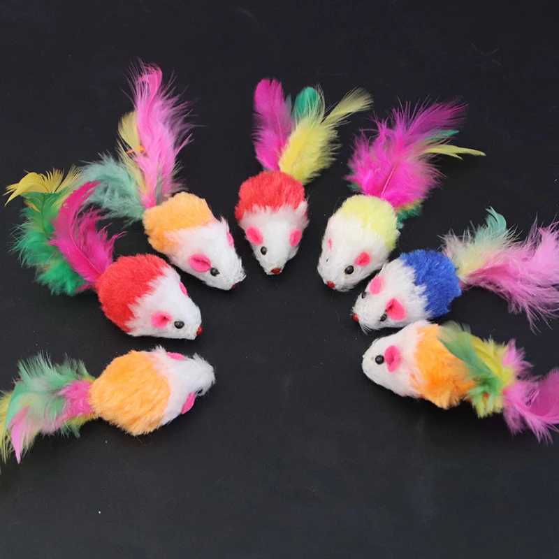 10/20/50 Cat Feather Mouse Toys Simulation Plush Mouse Cat Teasing Toys Indoor Training Toys Kitten Mouse Fun Chewing Toys Y250412