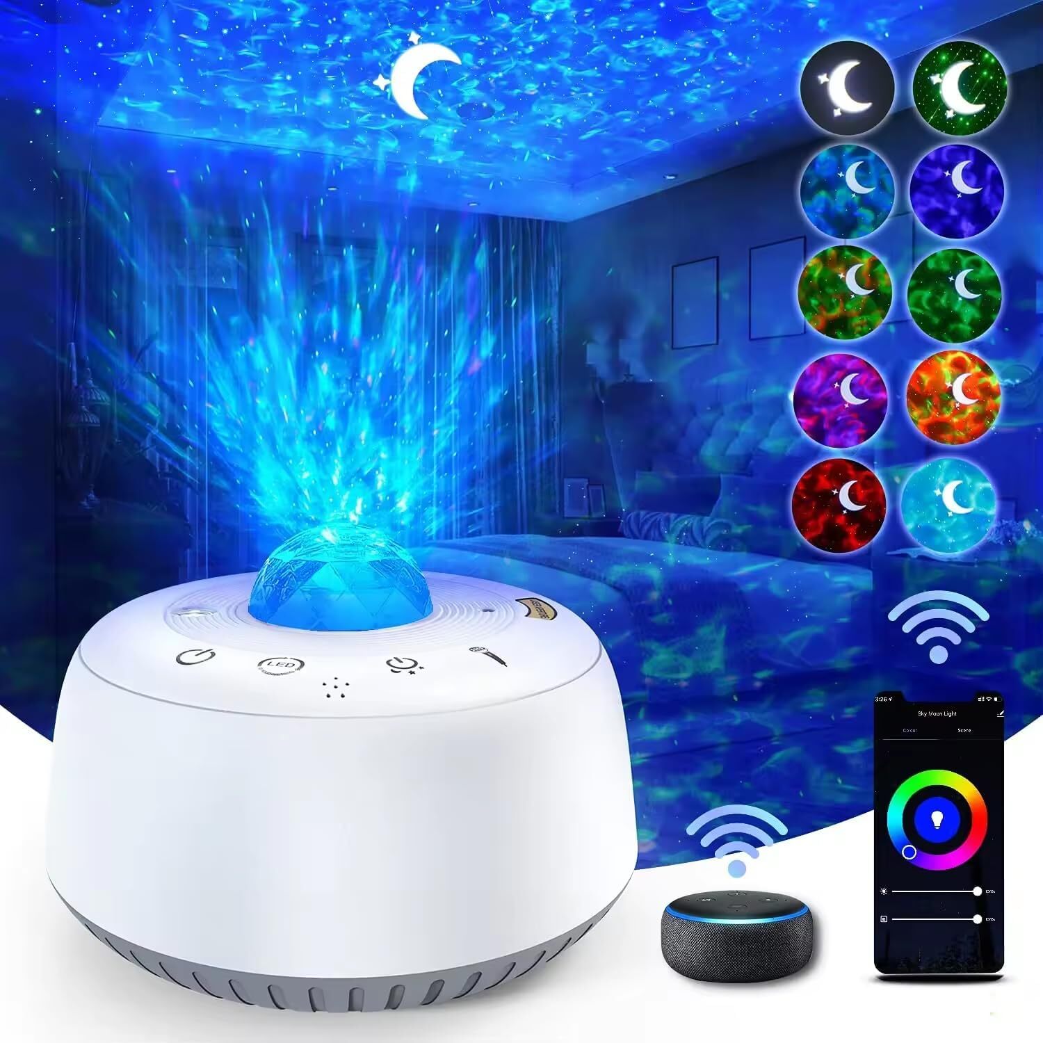 FL- Space Dish Moon Star Light, small night light romantic atmosphere projector light, gifts for children and adults