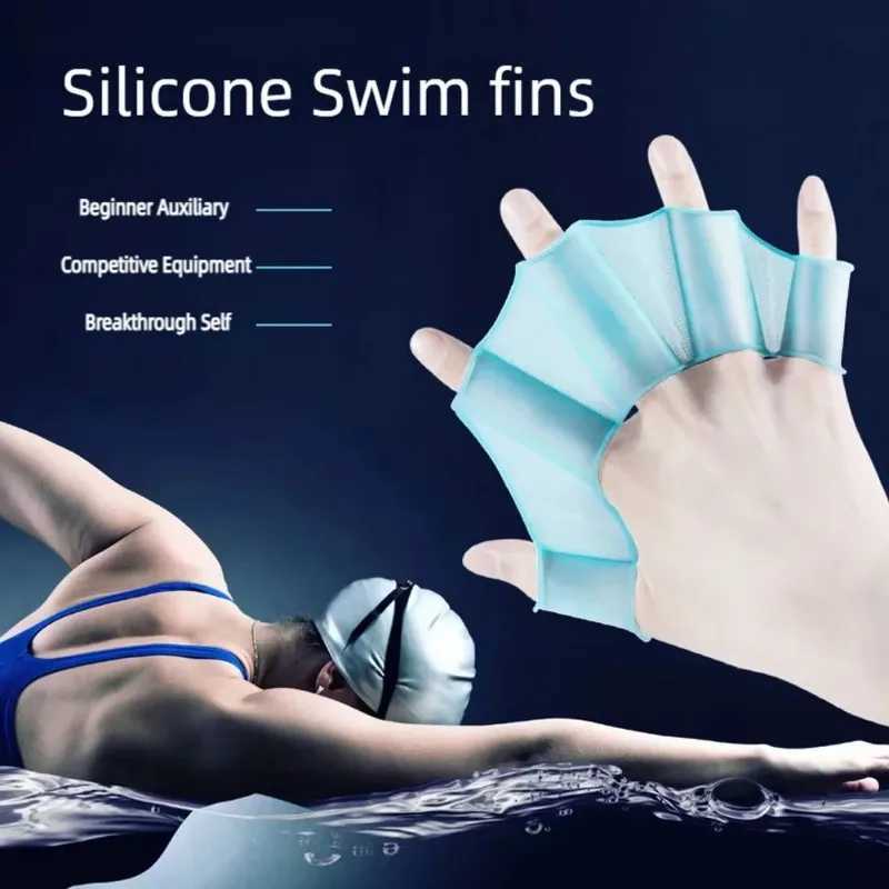 Silicone swimming finger flip mens childrens swimming pool sports professional training finger net diving glove accessoriesY250412