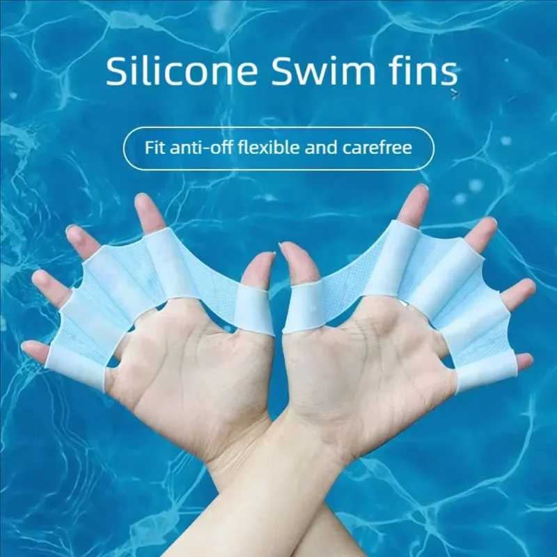 Silicone swimming finger flip mens childrens swimming pool sports professional training finger net diving glove accessoriesY250412