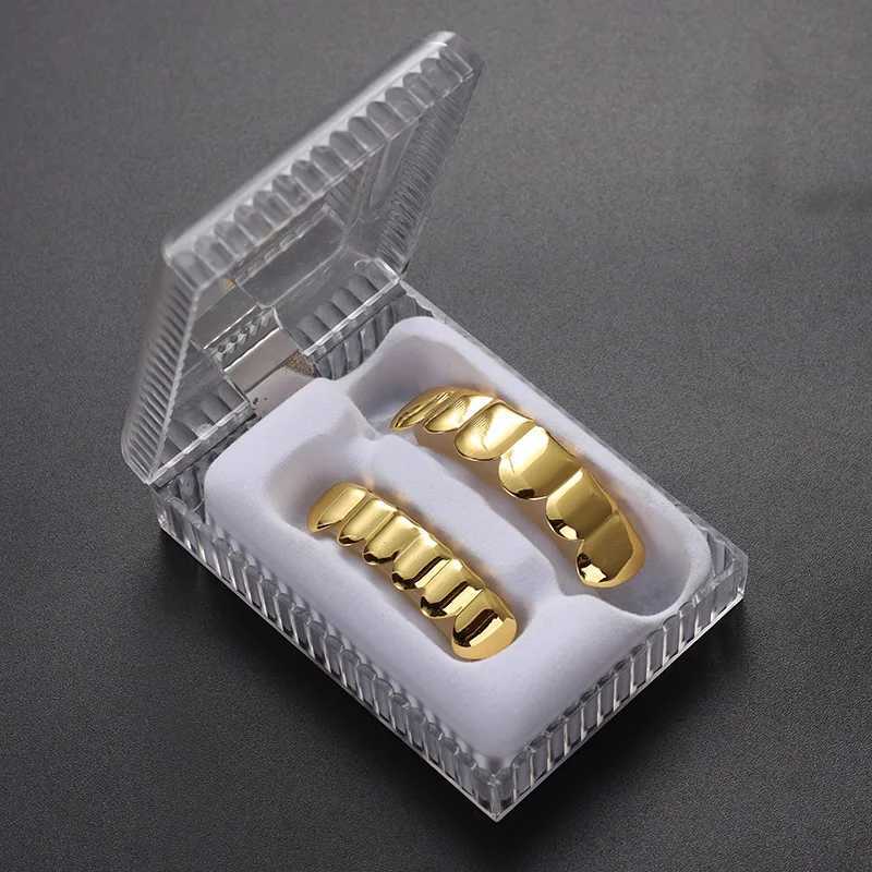 Hip hop 6/6 teeth grill Hip hop 14K gold-plated dental hat decoration bracket Punk role-playing party bracket Fashion womens clothing jewelry W250412