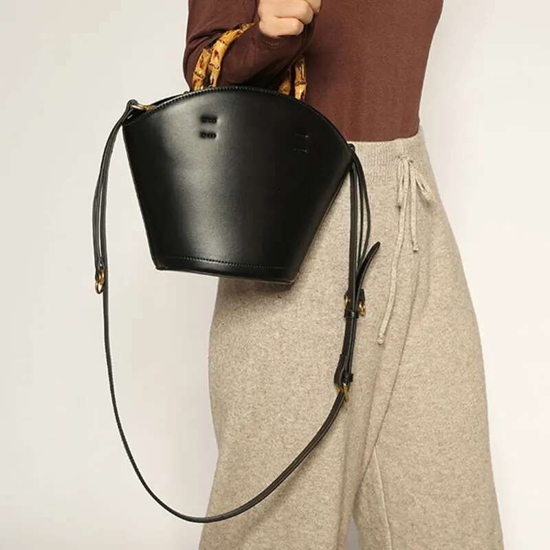 2024 New Bamboo Festival Vegetable Basket Water Bucket Shaped Large Capacity Commuting Fashion Versatile Handheld Crossbody Bag