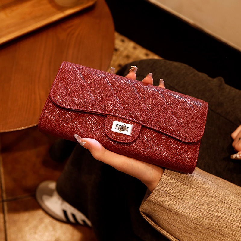 Genuine leather long women's wallet new style crossbody small bag chain bag cowhide wallet with multiple card slots