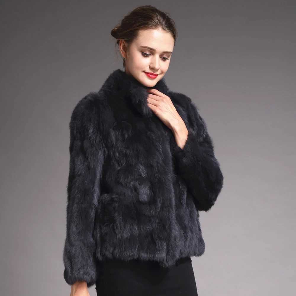 Natural Rabbit Fur Coat Women Winter Jacket Real Leather And Fur Bolero Womens Clothing Female Outerwear With 2024 Black Cold Z250930