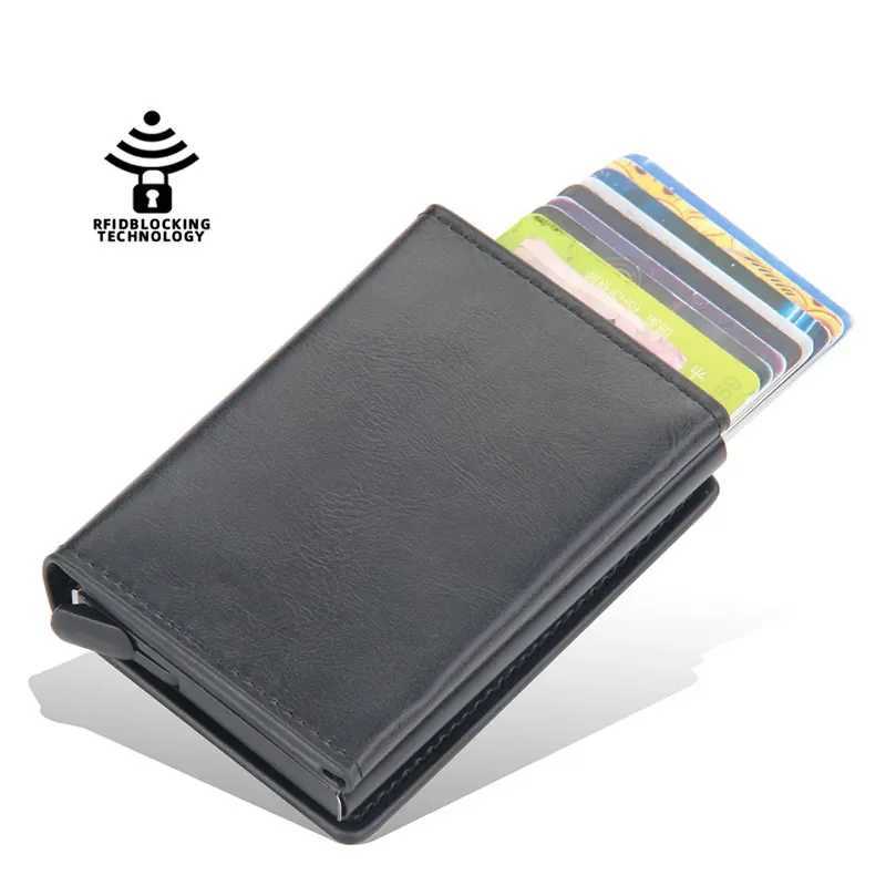 Anti theft Rfid card holder intelligent minimalist wallet mens ultra-thin card holder bank cash card box wallet Z250411