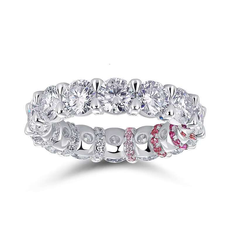 Panyu Jewelry Eternity Design Love Clear Moissanite 925 Silver Ring for Women Fine Jewelry