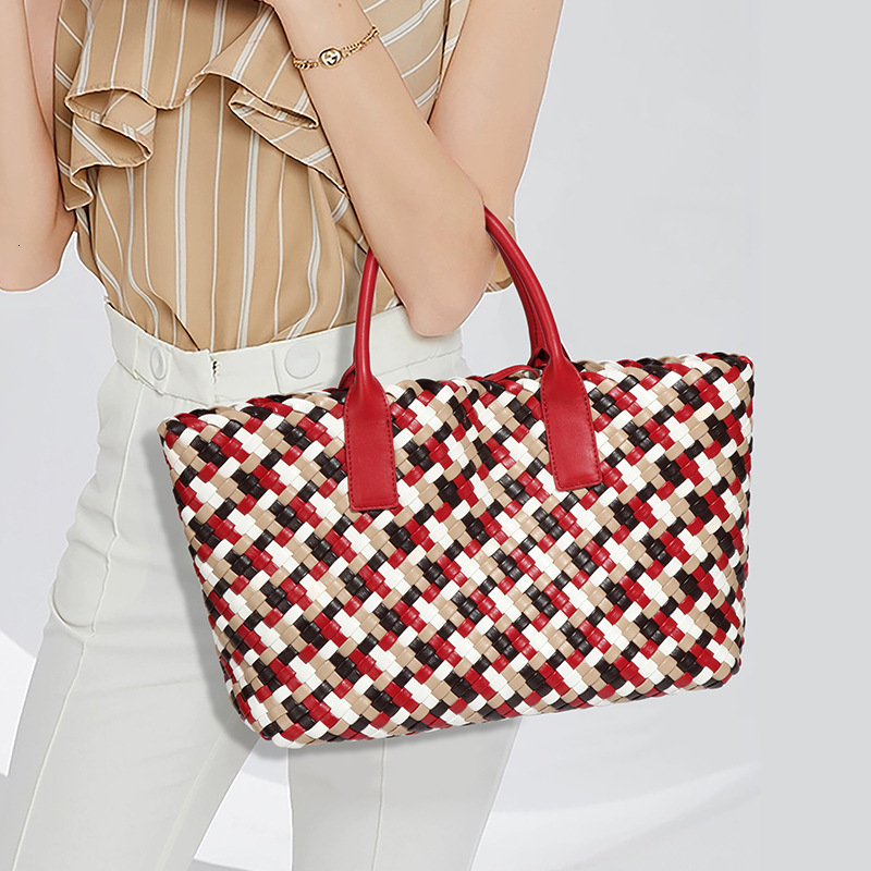 Colorful Woven Bag Women's Fashion Large Capacity Handbag Designer Shoulder Handbag