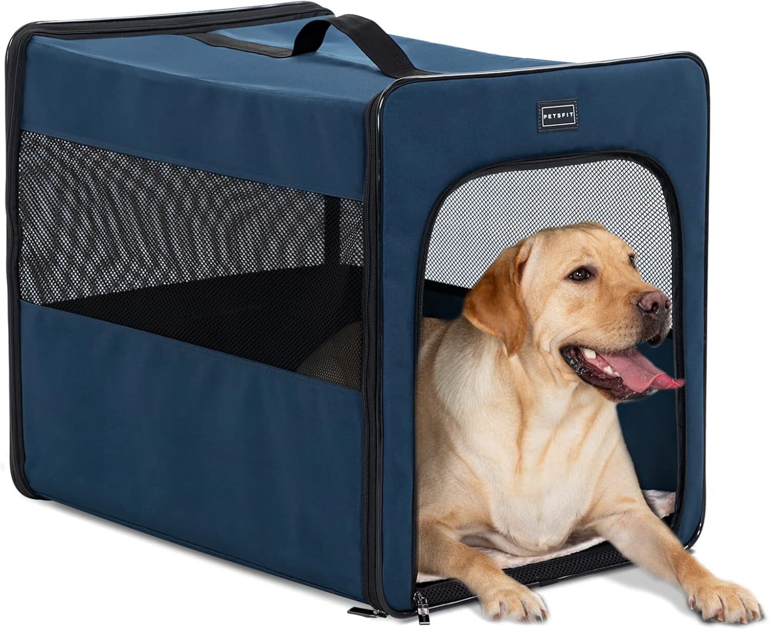 PETSFIT portable dog case, dog travel case -31 inches with thick padding, easy to fold, sturdy and portable, perfect for travel, foldable dog cage nav