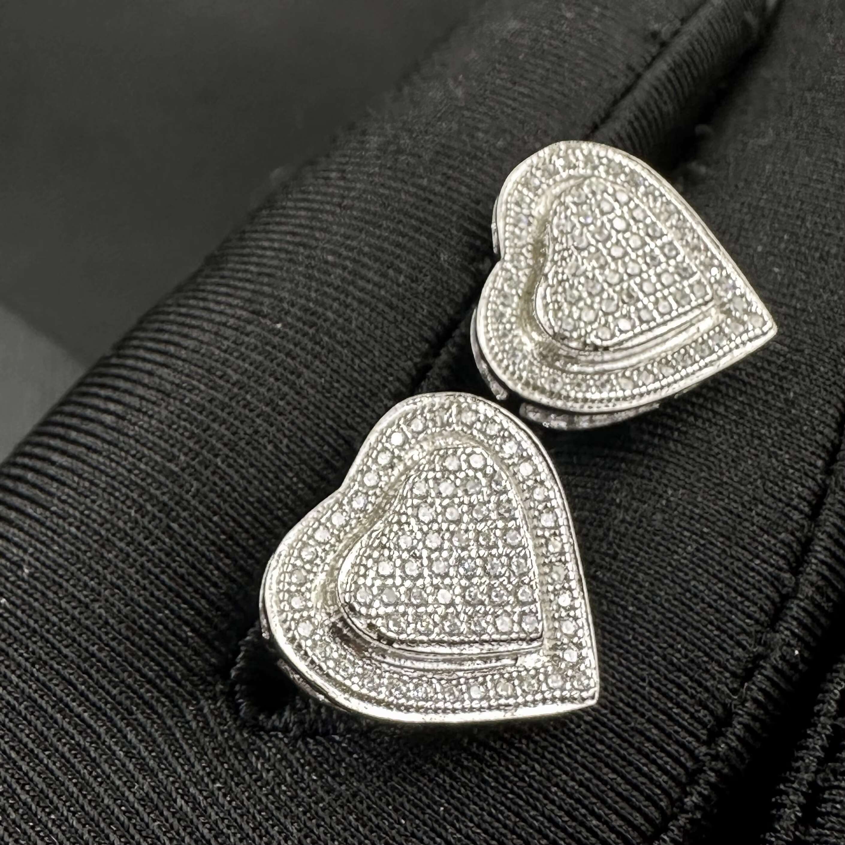 New Trend Double Heart Moissanite 925 Sterling Silver Iced Out Women Cluster Earring Stud Cluster Jewelry Custom Moissanite Earring