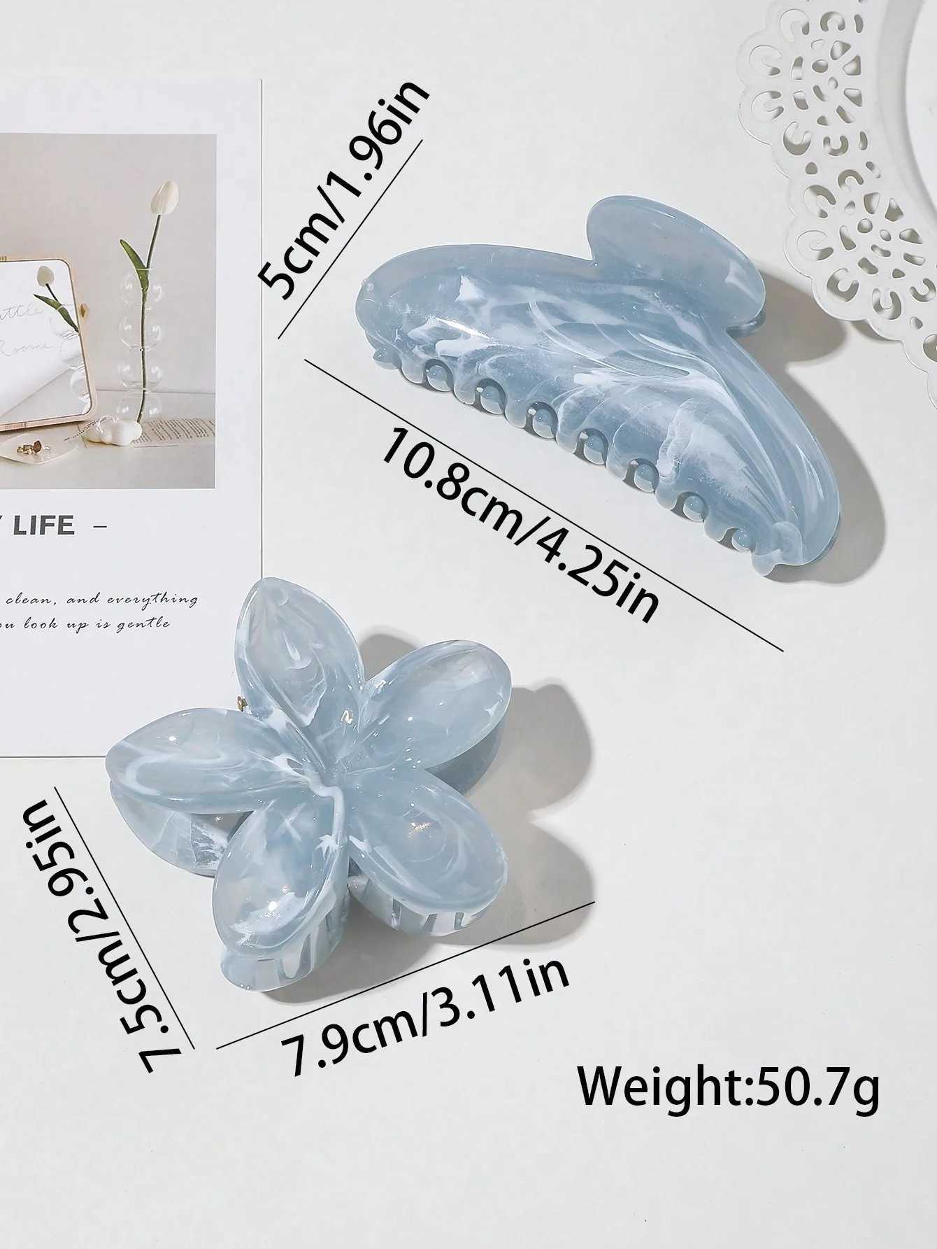 2 pieces/set of fashionable ocean blue vinegar plum hair clips suitable for women girls parties ponytails hair accessories Y2504012