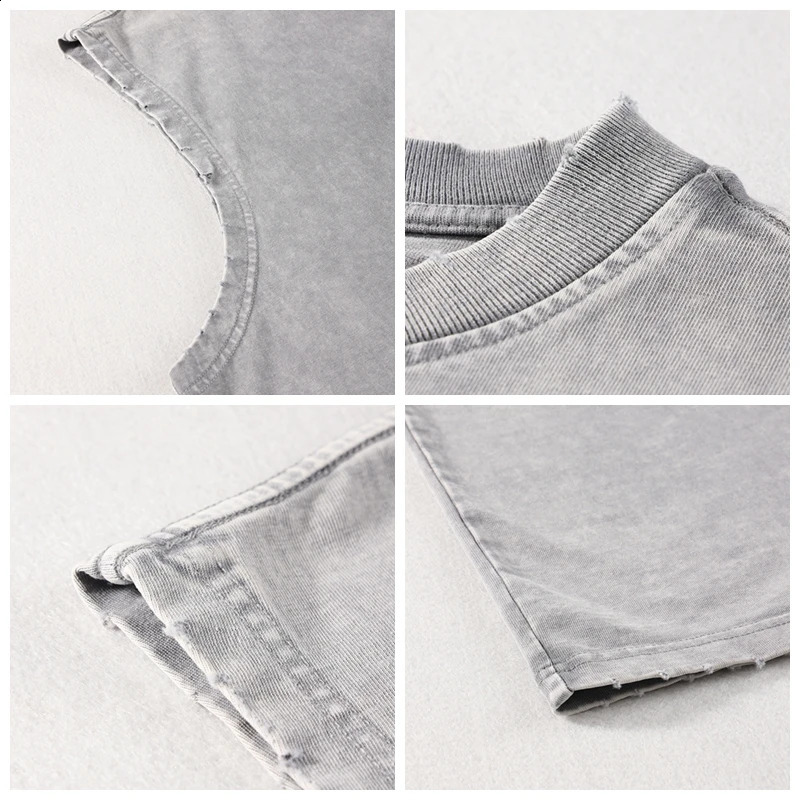 Vintage Streetwear Hip Hop Washed Worn Vest Oversize Casual Sleeveless Tshirt Summer Mens and Womens Waistcoat Top 250407