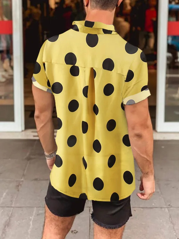 Polka Dot Print Vacation Shirt Shorts Sleeve Trendy Modern Art Hawaiian Casual Shirts Man Novelty Blouses Summer Streetwear 250409