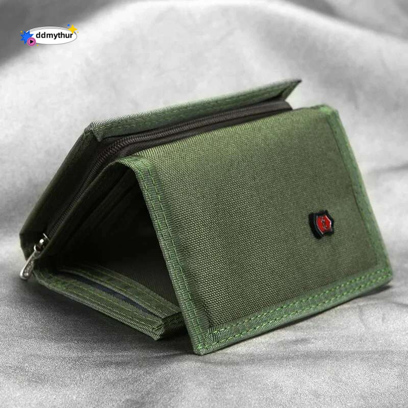 Men'S 5 Colors Korean Tri-Fold Coin Purse Canvas Wallet Solid Color Fashion Slim Multifunctional Classic Portable Card Holder ddmythur
