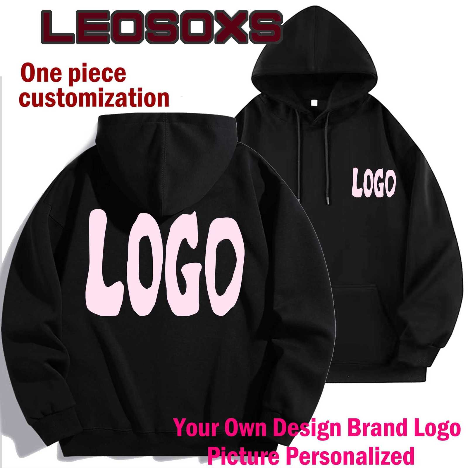 POD customization DIY custom pure cotton autumn and winter fashion casual men and women long-sleeved tops black hooded sweatshirt pulloverT251112