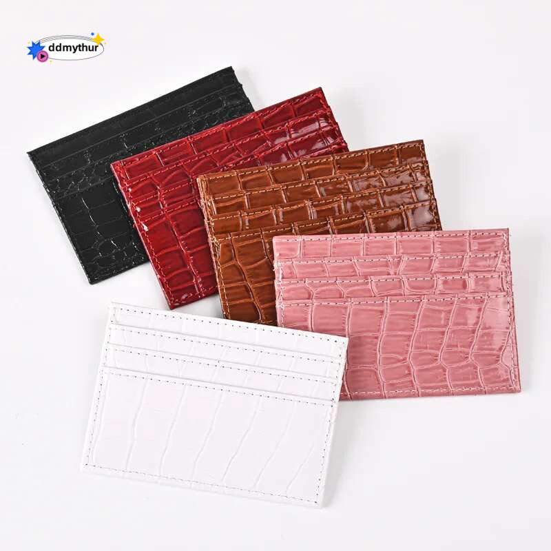 Crocodile Pattern Holder Wallet Pu Leather Thin Women's Business Credit Case Bag Student Id Bus Card Cover Purse ddmythur