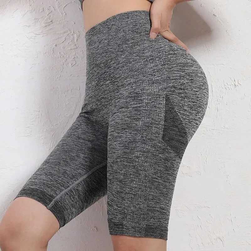 Womens stretch yoga shorts high waist abdominal control pleated boots no shoulder lift gym compression leggings Y250412
