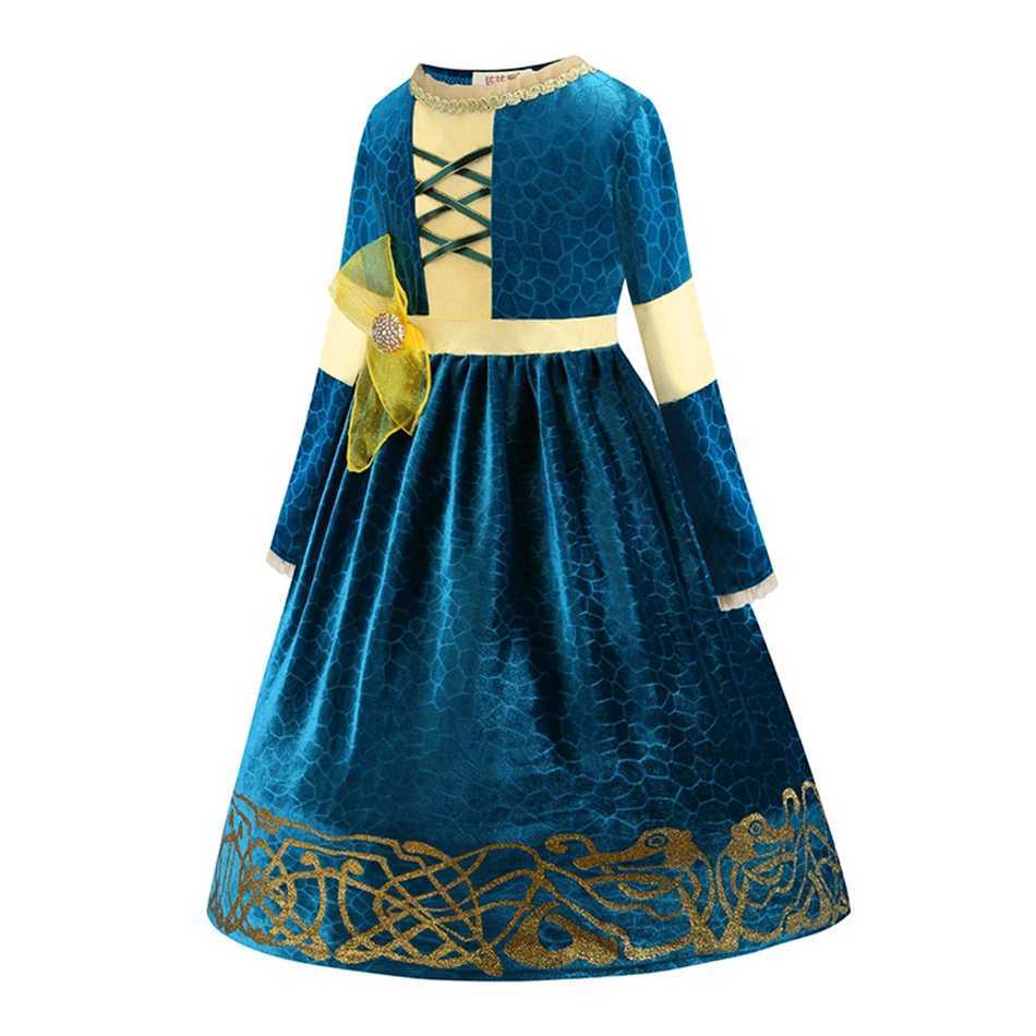 Disney Merida dress childrens role-playing princess costume childrens birthday charm costume girls Halloween carnival Christmas theme party VestidoXJ2