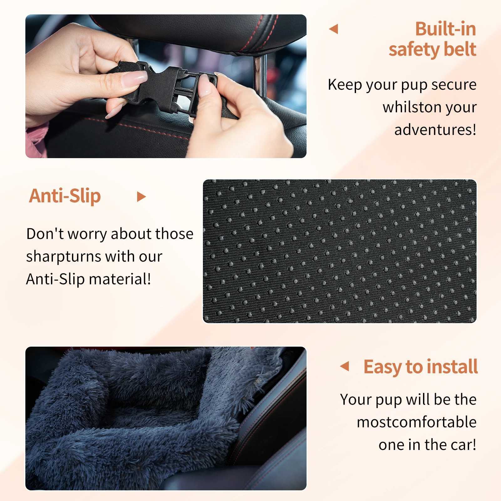 Dog car seats suitable for large dogs double dog car rear seats travel pet booster belts washable plush safety car sofas pet supplies X250412