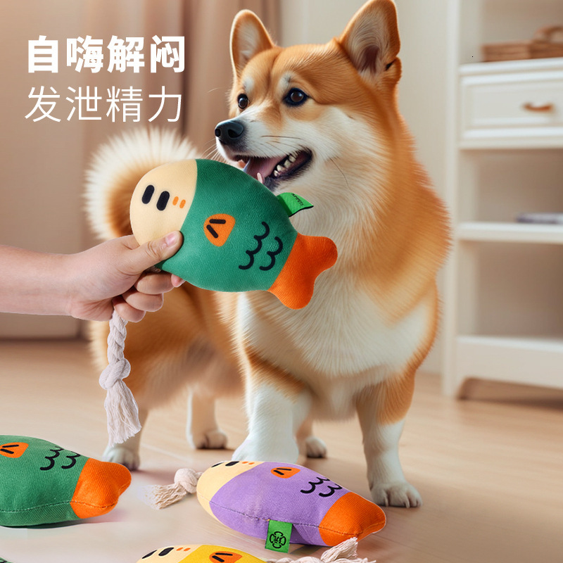 New Voice Biting Dog Toy Simulation Fat Head Fish Teeth Grinding Teeth Cleaning Self pleasure Soothing Pet Toys Cross border Wholesale