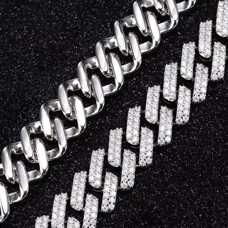 13mm Wide Cuban Bracelet 18K Gold Plated VVS1-D Moissanite Pass Diamond Test Cuban Chain