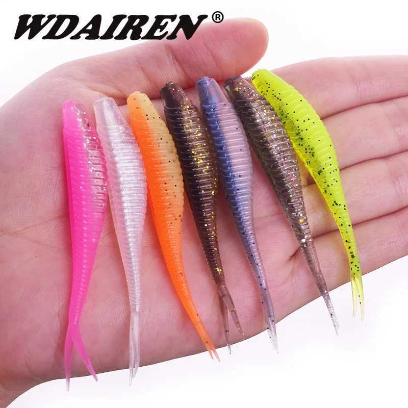 10pcs/Lot Fishing Fork Tail Soft Bait 70mm 1.8g Jigging Wobblers Artificial Baits Rubber for Bass Carp Fishing Lures Swimbaits Z250411