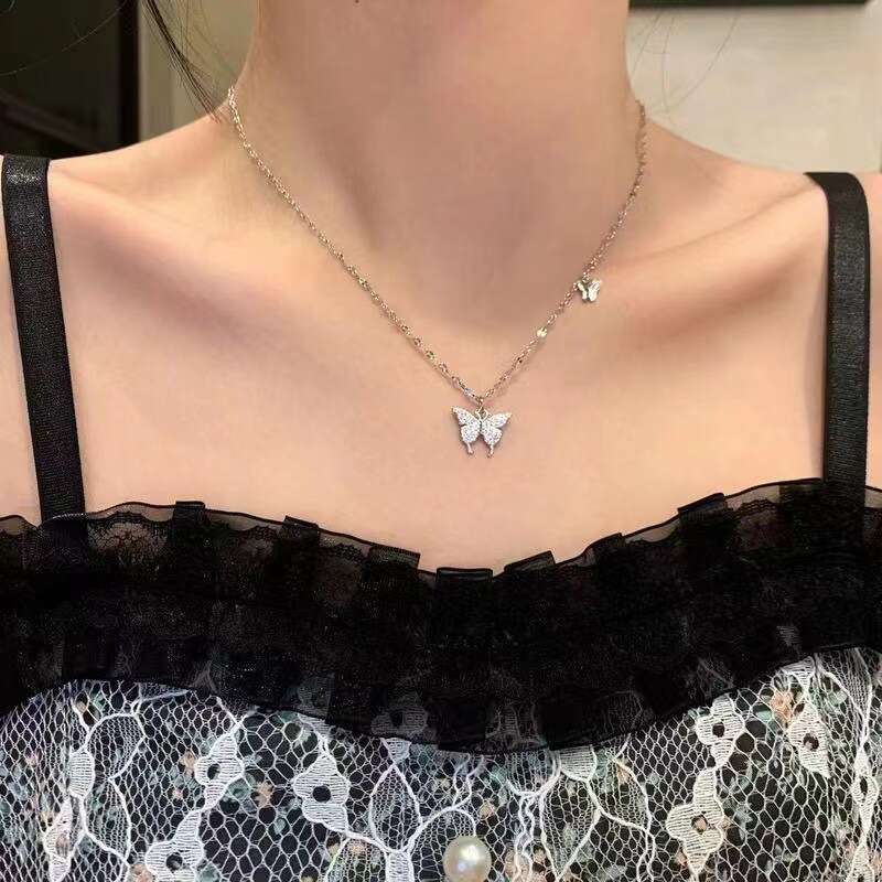 Niche design, temperament, butterfly fairy aura, sier necklace, collarbone chain, westernized personality, high-end feeg, sweet and cool accessory cha