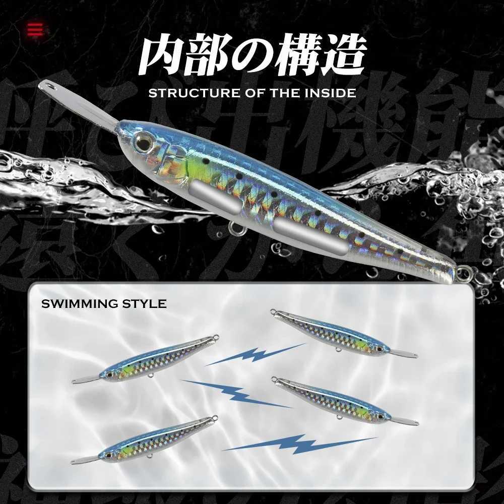 TSUYOKI Sinking Pencil Lure Riser bait 007R Metal Lip Wobbler Bass Jerkbait Minnow Wobbler illex Riserbait 007R Lure Z250411