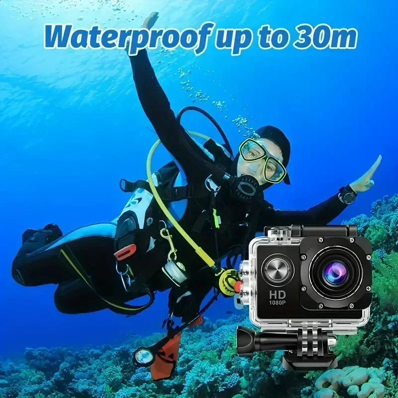 Full HD 1080P Waterproof Camera 20inch Camcord Sports DV Go Cam Pro Mini with Accessories 250408