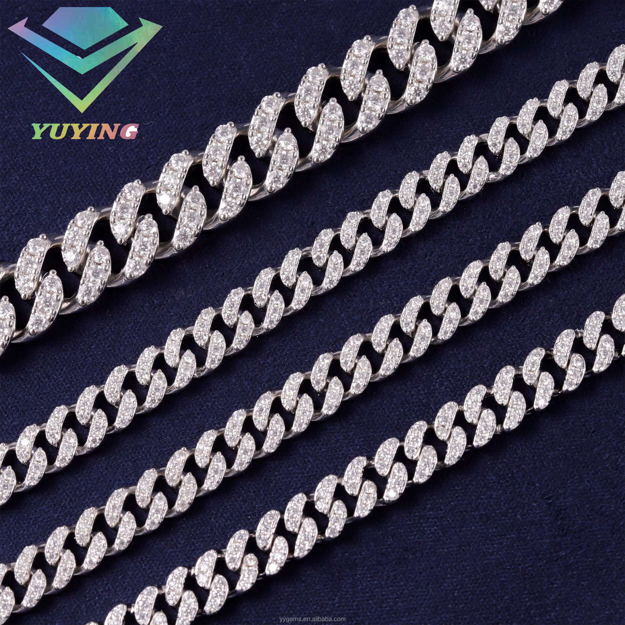 6mm Wide Necklace 18K Gold Plated S925 Sterling Silver VVS Moissanite Cuban Link Chain with GRA Certificate