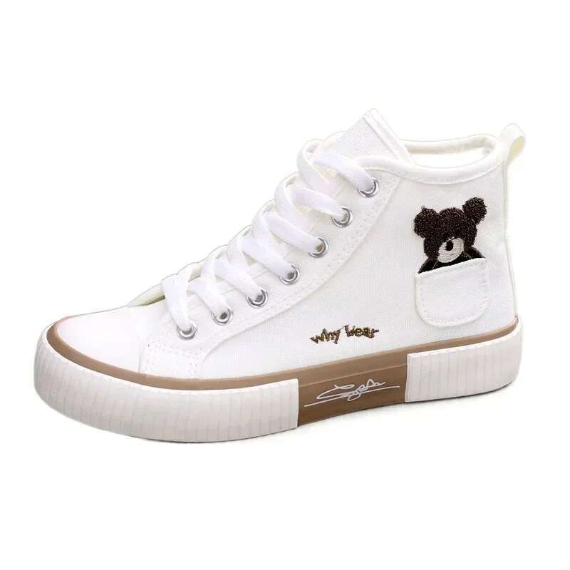 2025 New Women's Canvas Pocket Bear Designer Fashion Sports Shoes Multi functional Women's Vulcanized Shoes High