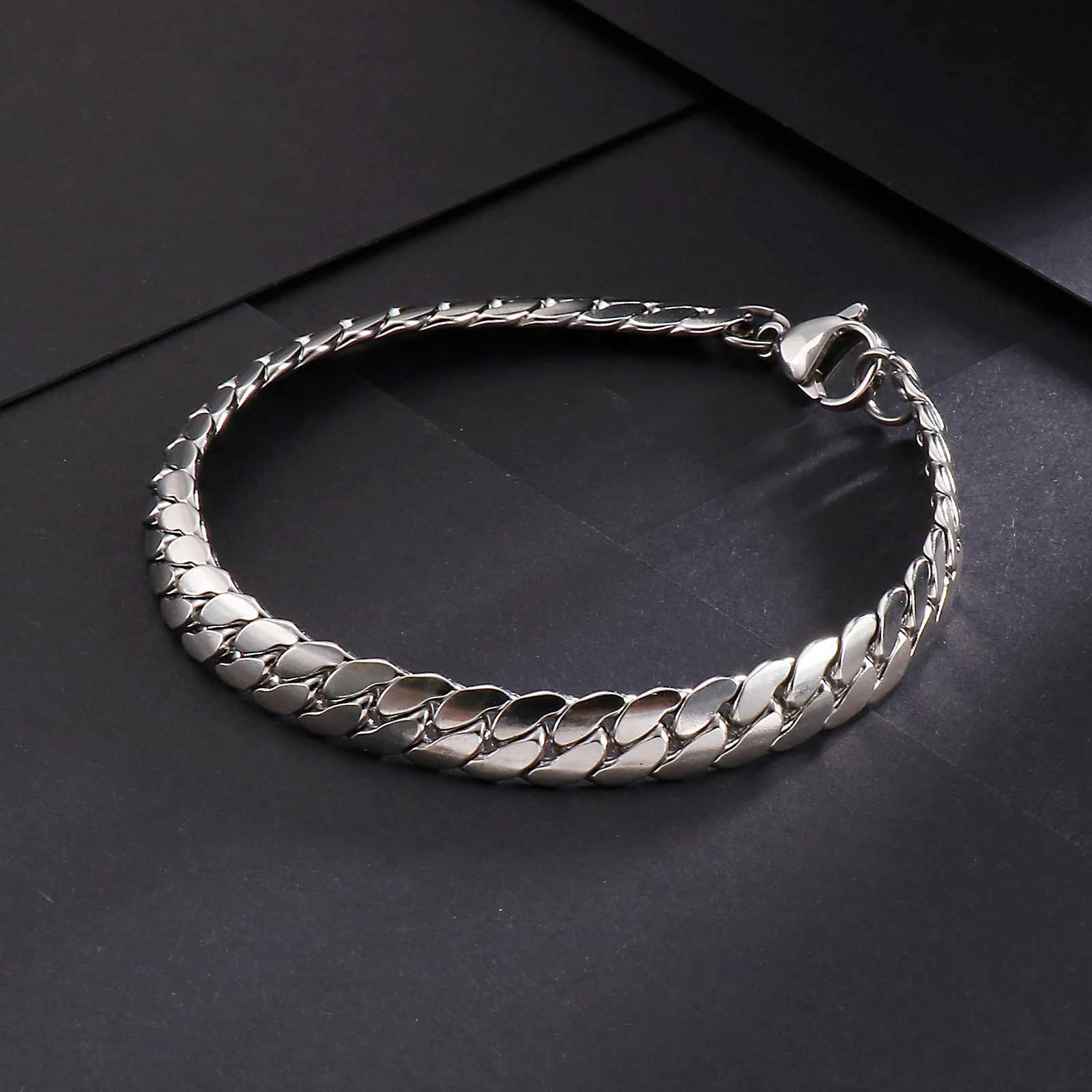 4/5/7mm Snake Chain Shiny Polished Link Couple Bracelet Simple Stainless Steel Trend jewelryC250411
