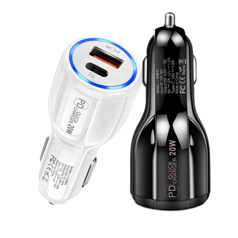 30W QC 3.0 Quick USB C charger Dual ports 6A 18W Power adapter fast adaptive PD Type c car chargers for Iphone 11 12 13 14 15 samsung S20 S22 S23 gps tablet