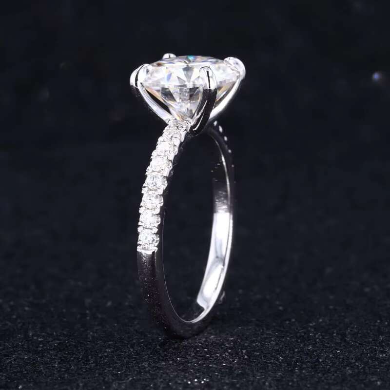 Starsgem White Gold 14k Gold 9.0mm 3cts Round H A Cut White Moissanite Ring for Engagement